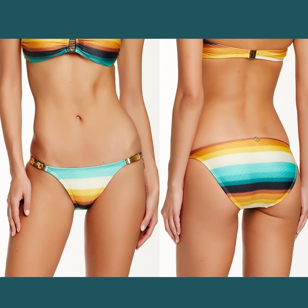 NWT ViX Striped Delta Detail Bikini‎ Bottom [SZ XS ]